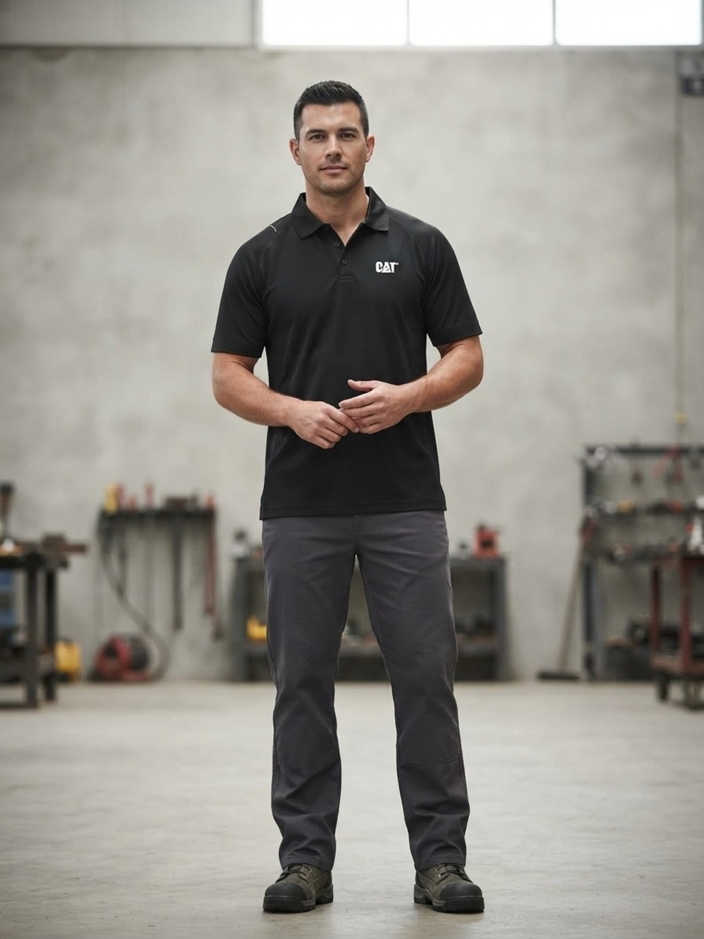 WearGuard Men's Black Solid Size L Short Sleeve Polo Shirt Embroidered Logo